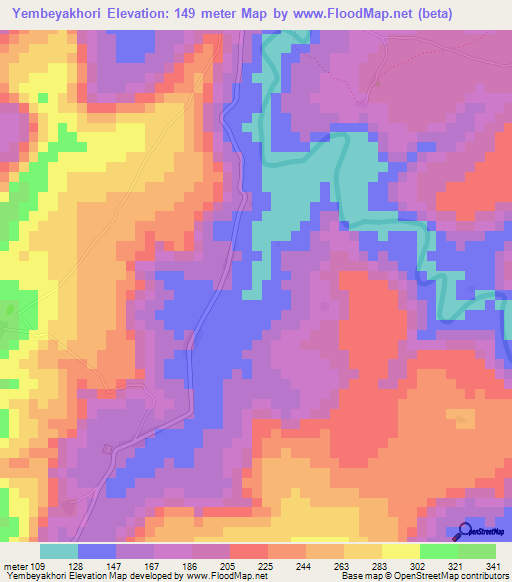 Yembeyakhori,Guinea Elevation Map