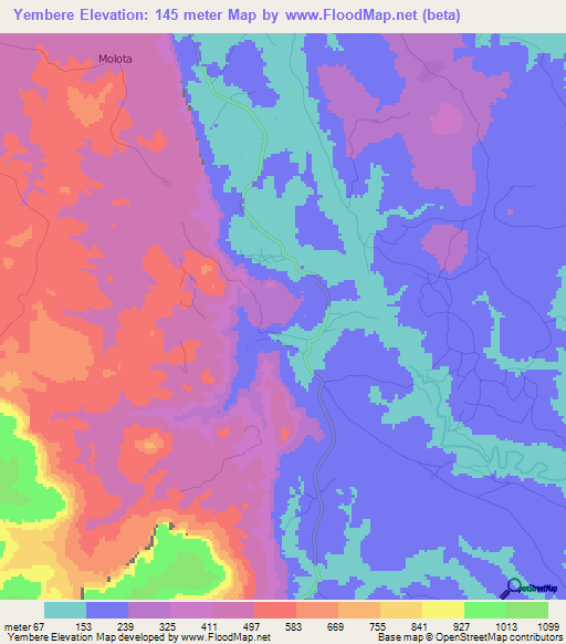 Yembere,Guinea Elevation Map