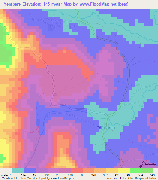 Yembere,Guinea Elevation Map