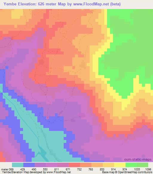 Yembe,Guinea Elevation Map