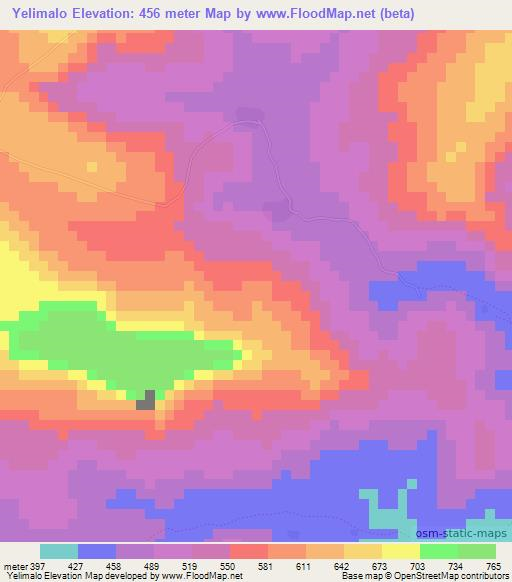 Yelimalo,Guinea Elevation Map