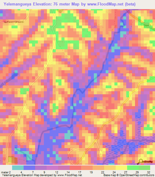 Yelemangueya,Guinea Elevation Map