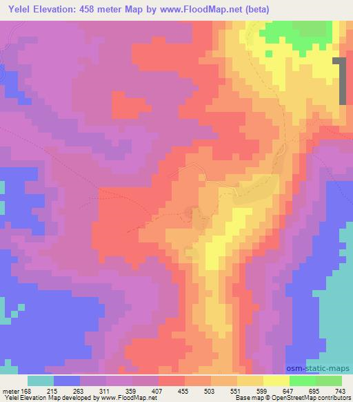 Yelel,Guinea Elevation Map