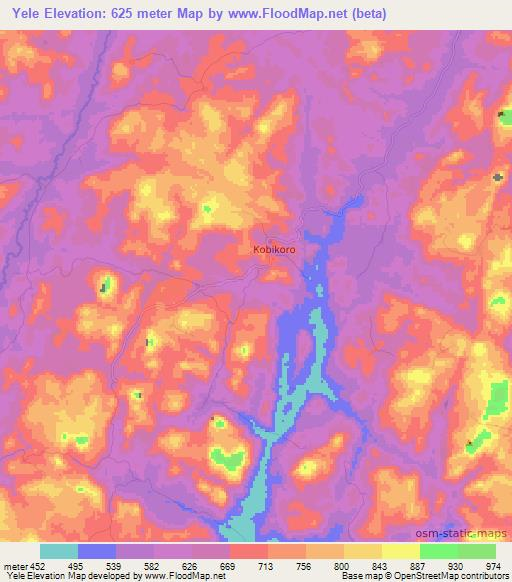 Yele,Guinea Elevation Map