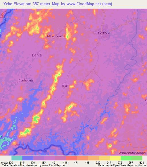 Yeke,Guinea Elevation Map