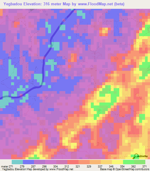 Yegbadou,Guinea Elevation Map