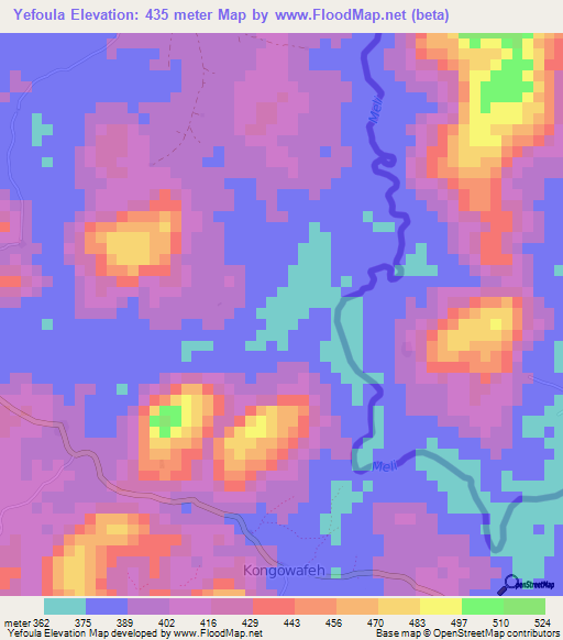 Yefoula,Guinea Elevation Map