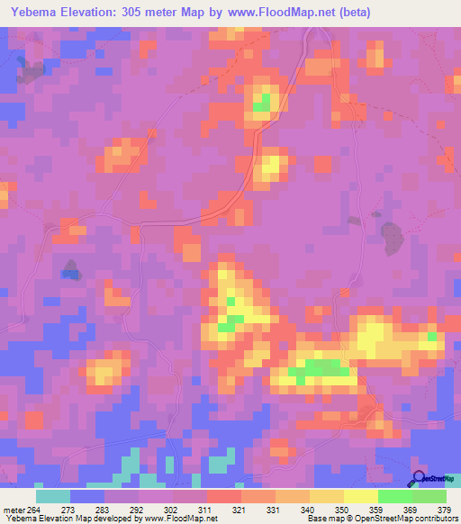 Yebema,Guinea Elevation Map