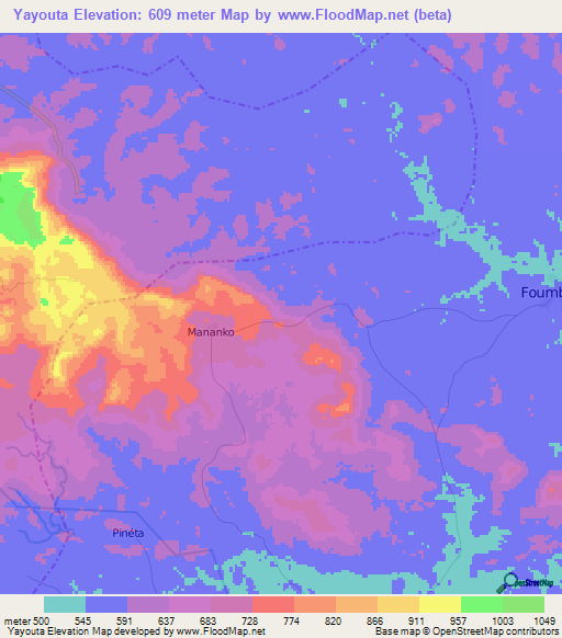 Yayouta,Guinea Elevation Map