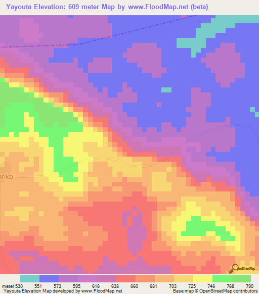 Yayouta,Guinea Elevation Map