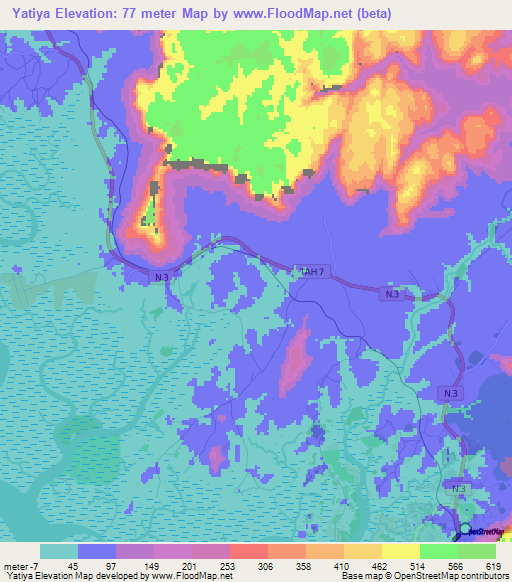 Yatiya,Guinea Elevation Map