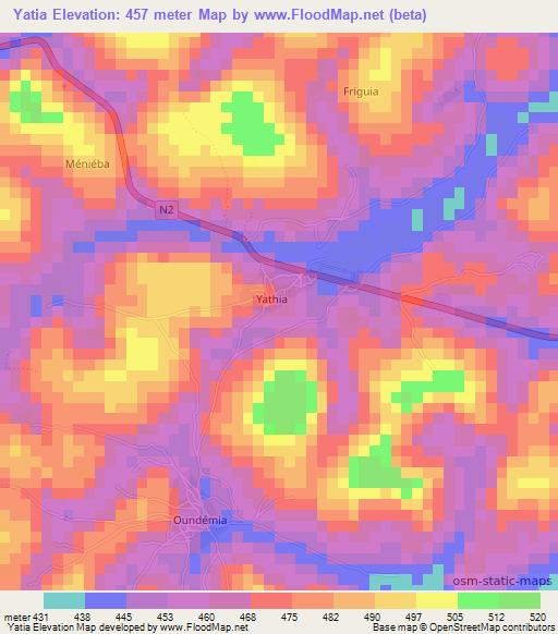 Yatia,Guinea Elevation Map