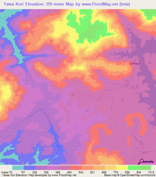 Yatea Kori,Guinea Elevation Map