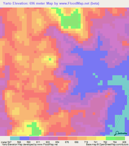 Yarto,Guinea Elevation Map