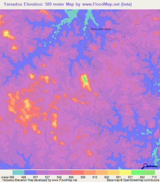 Yarsadou,Guinea Elevation Map