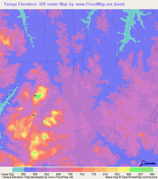 Yareya,Guinea Elevation Map