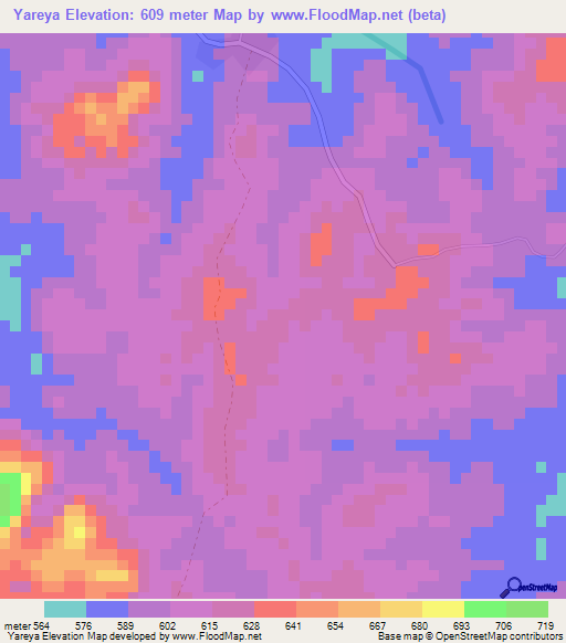 Yareya,Guinea Elevation Map