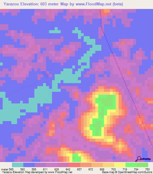 Yarazou,Guinea Elevation Map