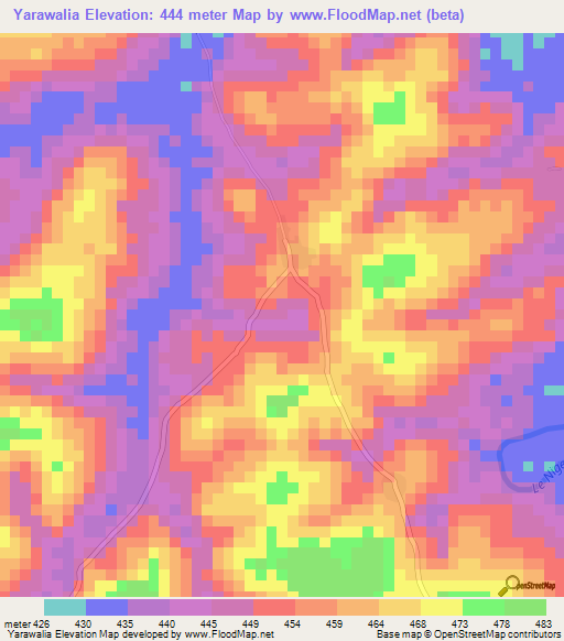 Yarawalia,Guinea Elevation Map