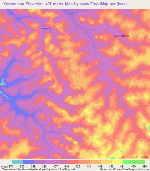 Yaraoulena,Guinea Elevation Map