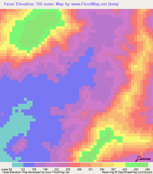 Yarao,Guinea Elevation Map