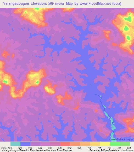 Yarangadougou,Guinea Elevation Map