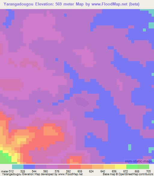 Yarangadougou,Guinea Elevation Map