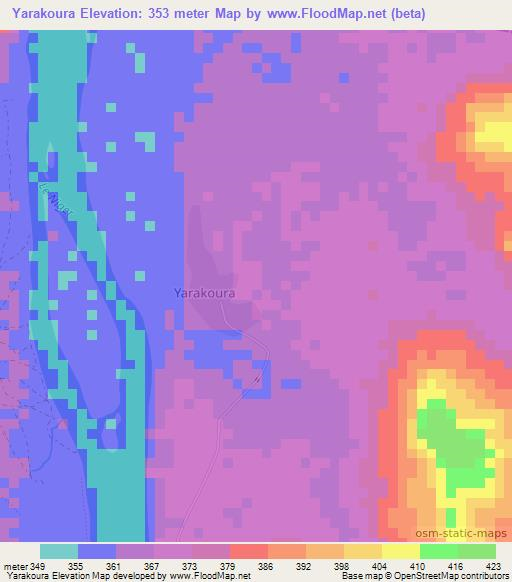 Yarakoura,Guinea Elevation Map