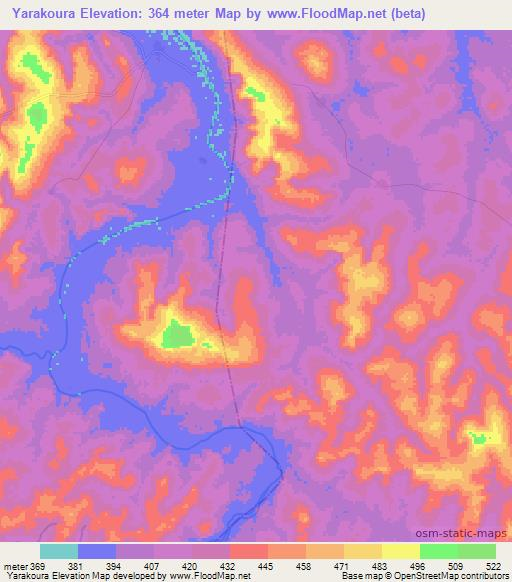 Yarakoura,Guinea Elevation Map