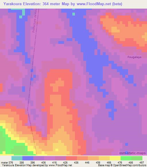 Yarakoura,Guinea Elevation Map