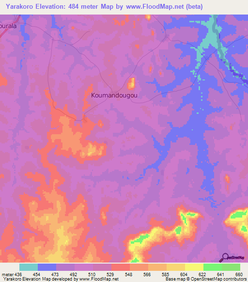 Yarakoro,Guinea Elevation Map