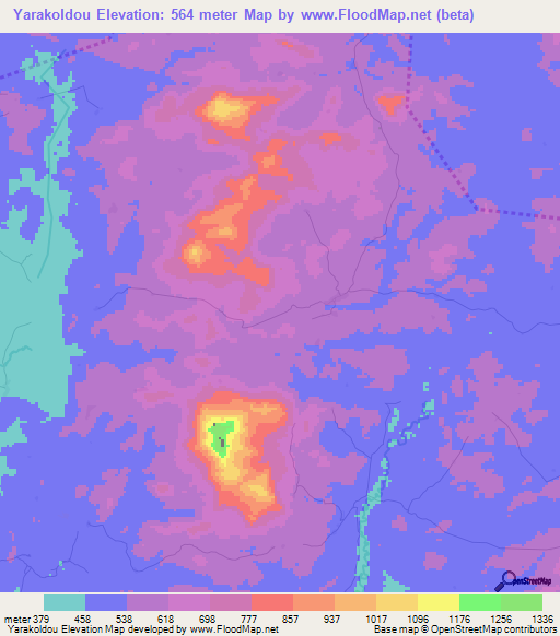 Yarakoldou,Guinea Elevation Map