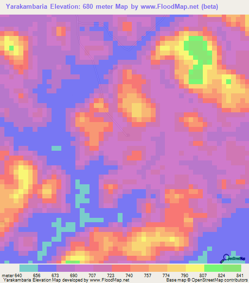 Yarakambaria,Guinea Elevation Map