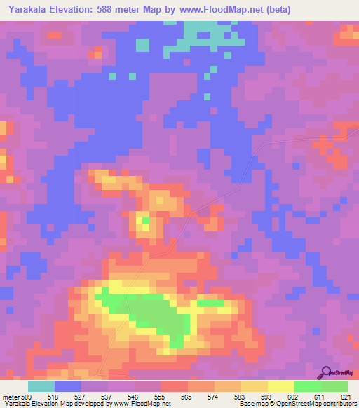 Yarakala,Guinea Elevation Map