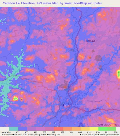 Yaradou Le,Guinea Elevation Map