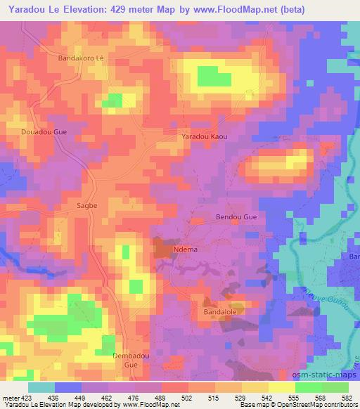 Yaradou Le,Guinea Elevation Map