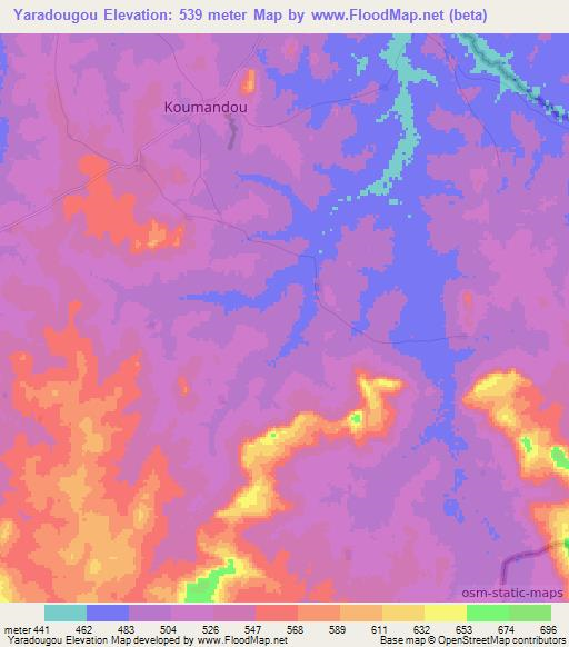 Yaradougou,Guinea Elevation Map