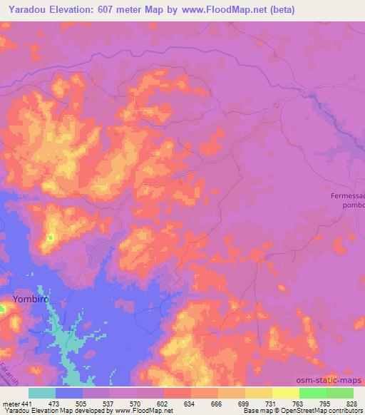 Yaradou,Guinea Elevation Map