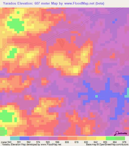 Yaradou,Guinea Elevation Map