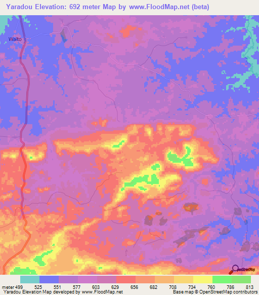 Yaradou,Guinea Elevation Map