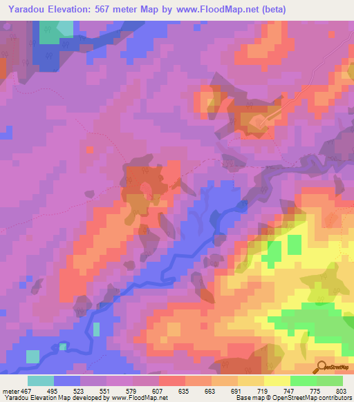 Yaradou,Guinea Elevation Map