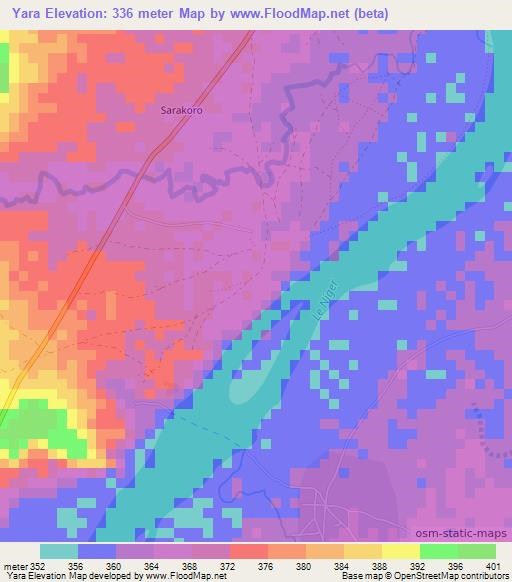 Yara,Guinea Elevation Map