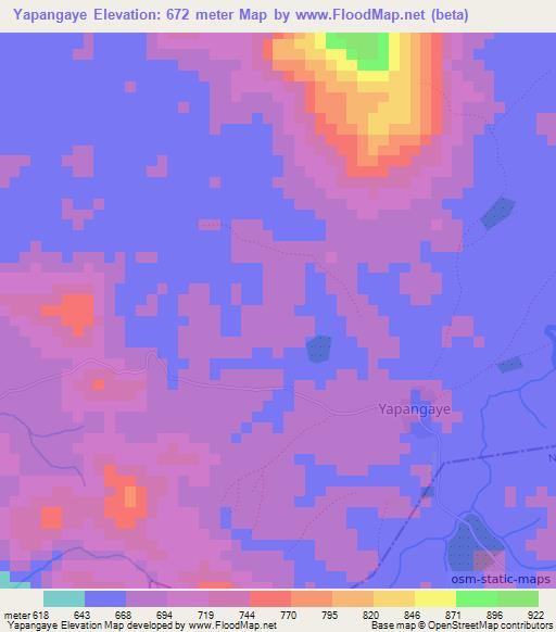 Yapangaye,Guinea Elevation Map