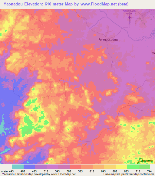 Yaonadou,Guinea Elevation Map