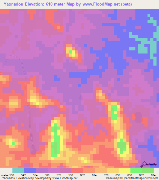 Yaonadou,Guinea Elevation Map