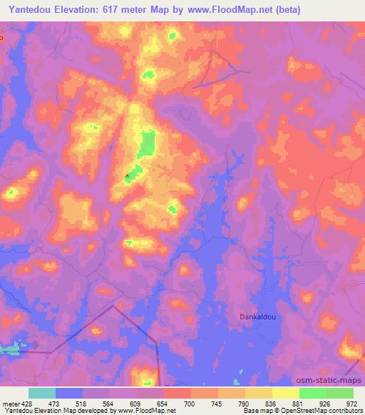 Yantedou,Guinea Elevation Map