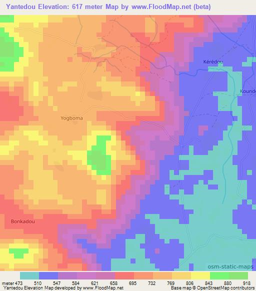 Yantedou,Guinea Elevation Map