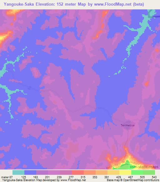 Yangouke-Saka,Guinea Elevation Map