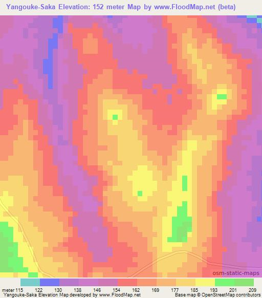 Yangouke-Saka,Guinea Elevation Map