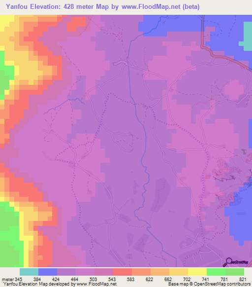 Yanfou,Guinea Elevation Map